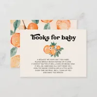 Little Cutie Orange Baby Shower Book Request Enclosure Card