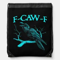 Funny F-Caw-F Humor Crow Gothic Drawstring Bag