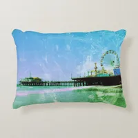 Blue Santa Monica Pier Accent Pillow