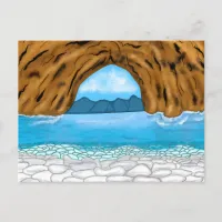 Ocean Waves and Canyon Drawing Peaceful Day Card