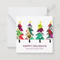 Colorful Boho Christmas Trees Pattern Note Card