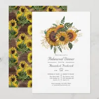 Rustic Sunflower Country Barn Rehearsal Dinner Invitation
