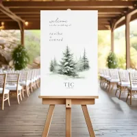 Rustic Winter Wedding Welcome Forest Green ID1049 Foam Board