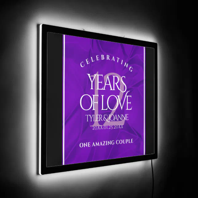 Elegant 12th Silk Wedding Anniversary Celebration LED Sign