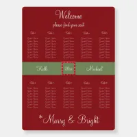 Crimson Christmas Wedding Seating Chart Foam Board