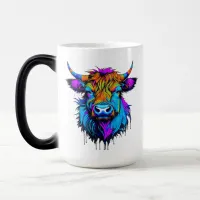 Cyberpunk Colorful Ai Highland Cow Magic Mug