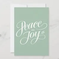 Minimalist Peace and Joy Modern Mint Holiday Card