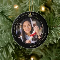 Photo Black Gold School College Graduation Ceramic Ornament
