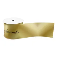 Abstract Golden Pattern Satin Ribbon