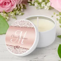 Elegant Rose Gold Monogram Wedding Mini Candle Favors