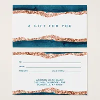 Teal And Gold Watercolor Gift Card