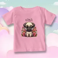 Personalized Cute Pug Puppy Dog Baby T-Shirt