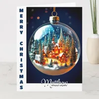 Dramatic Christmas scenery in a transparent bauble Card