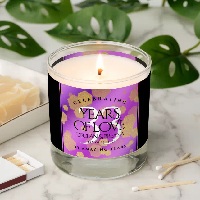 Elegant 33rd Amethyst Wedding Anniversary Scented Candle