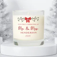 First Christmas Mr. & Mrs. Custom Newlywed Holiday Scented Candle