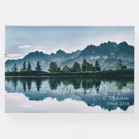 Mountain Lake Reflection Funeral Condolence Guest Book