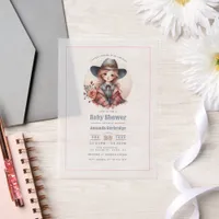 Rustic Western Little Cowgirl Baby Shower Vellum Invitations