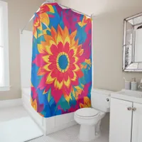 Vibrant Stylish Multicolored Floral Decorative Shower Curtain