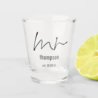Elegant Mr Name Script Newlywed Keepsake Gift  Shot Glass