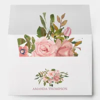 Watercolor Blush and Rose Gold floral Envelope