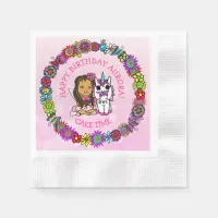 Whimsical Folk Art Fairy with Unicorn &  Butterfly Napkins