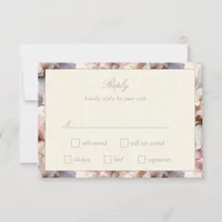 Elegant and Modern Blush and Mauve Flower Wedding  RSVP Card
