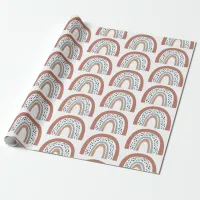 Cute Modern Boho Neutral Rainbow Wrapping Paper