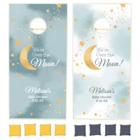 Over the Moon Themed Blue Boy Baby Shower Cornhole Set