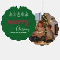 Forest Festive Scribbles Merry Christmas Keepsake Ornament Card
