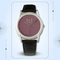 Classic Laurel Wreath Burgundy Gold Monogram Watch