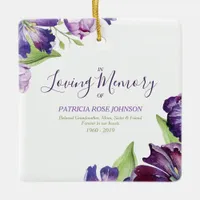 Purple Tulips In Loving Memory Memorial Gift Ceramic Ornament