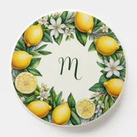 Pretty Yellow Lemons Wreath Flowers Citrus Fruit  PopSocket