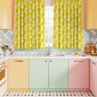 Lemons On Yellow Kitschy Kitchen Curtains