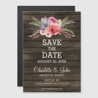 barn wood floral rustic country save the date magnetic invitation