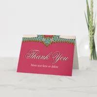 Lacy Teal Gold Pink | Unique Thank You Card