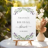 Guest book bridal shower lavender eucalyptus