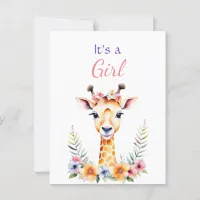 Baby Giraffe in Flowers Girl's Baby Shower Postcard