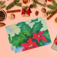 Red Christmas Poinsettia Flowers Tissue Paper