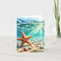 Coastal Under the Sea Starfish Thank You Card