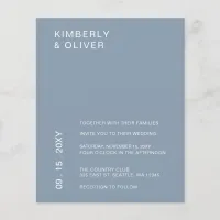 Budget Minimalist Dusty Blue Wedding Invitation