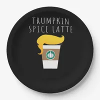 Trumpkin Spice Latte Funny Donald Joke Pumpkin Spi Paper Plates