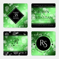 Elegant 38th Emerald Wedding Anniversary Coaster Set