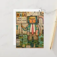 Make Algae Great Again Mixed Media Funny Collage Postcard