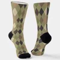 Military Camo Green Brown Patterned Socks