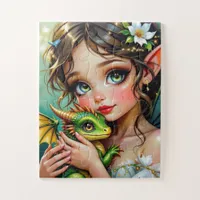 Pretty  Fairy and Dragon Themed Girl's   Jigsaw Puzzle