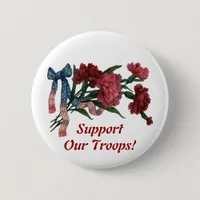 Vintage Patriotic Ribbon and Flowers Button