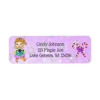 Cute Holiday Christmas Elf and Candy Canes Label