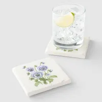 Purple Pansies  Stone Coaster