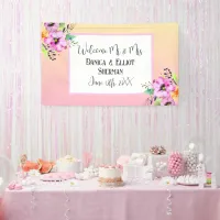 Elegant Petunias Floral Wedding Welcome Mr and Mrs Banner