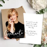 Modern Minimalist Handwritten Photo Graduation Announcement